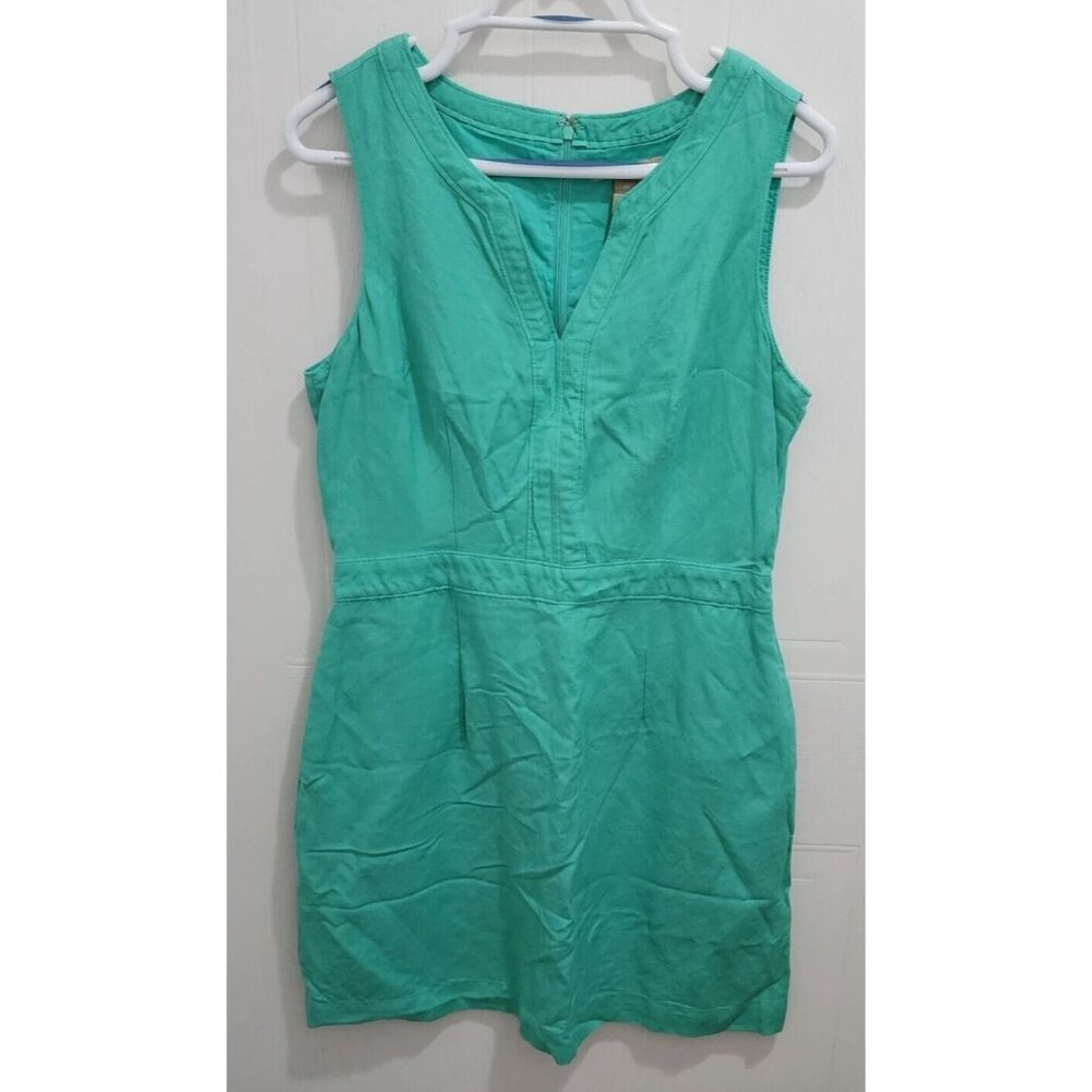 Banana Republic Sleeveless Sheath Dress Linen Blend Turquoise Mint Green Size 10